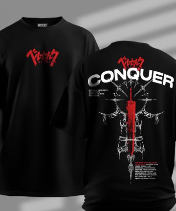 Conquer Berserk Black Oversized T-Shirt