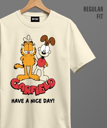 Garfield Have Nice Day Off White Regular T Shirt