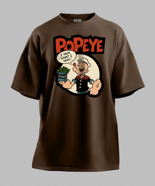 Popeye Brown Derby Oversized T Shirt	 Image 2