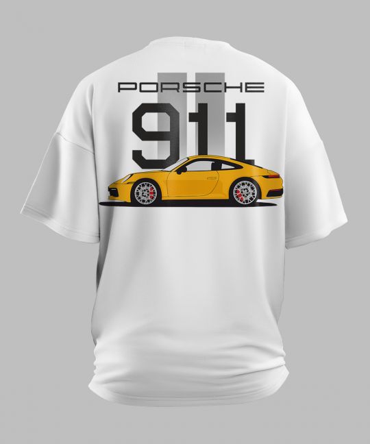 Porsche 911 White Oversized T-Shirt Image 3