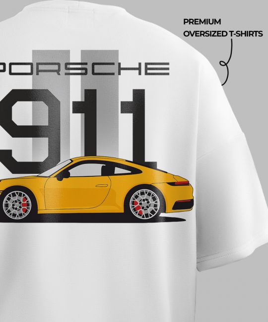 Porsche 911 White Oversized T-Shirt Image 4