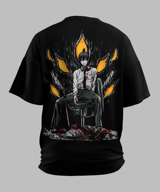 Aki Hayakawa Chainsaw Black Oversized T-Shirt Image 3