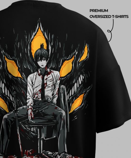 Aki Hayakawa Chainsaw Black Oversized T-Shirt Image 4