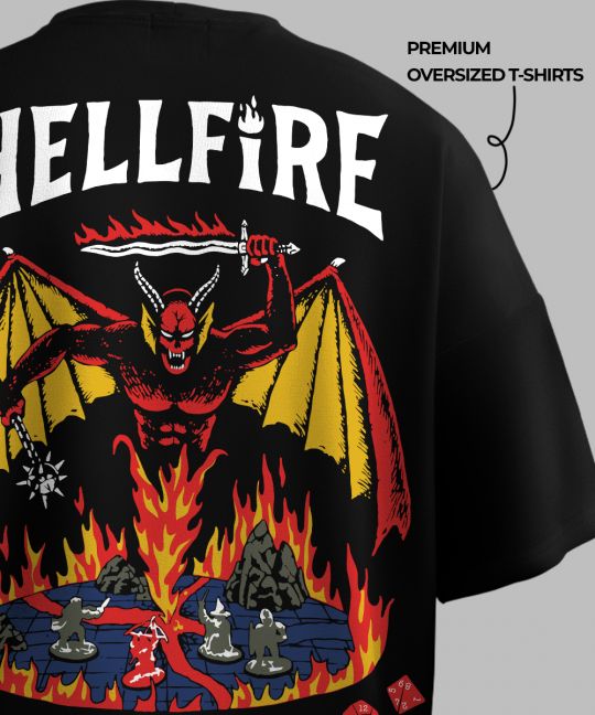 Stranger Things Hellfire Black Oversized T Shirt Image 4