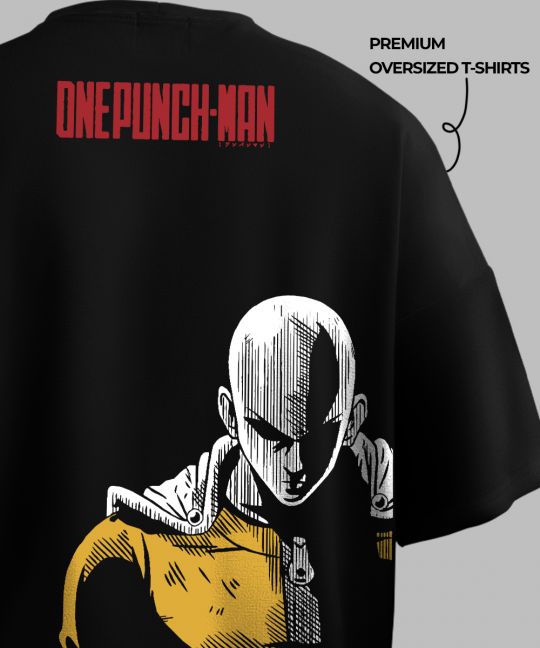 One Punch Man Black Oversized T Shirt Image 4
