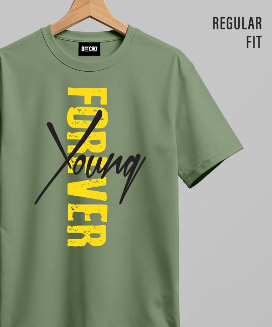 Forever Young Dark Green Regular T Shirt	 Image 1