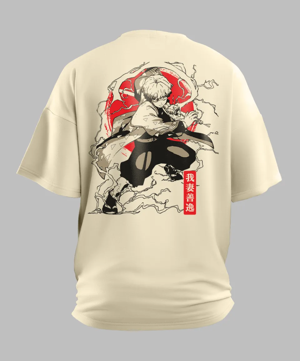 Demon Slayer Off White Oversized T Shirt — back