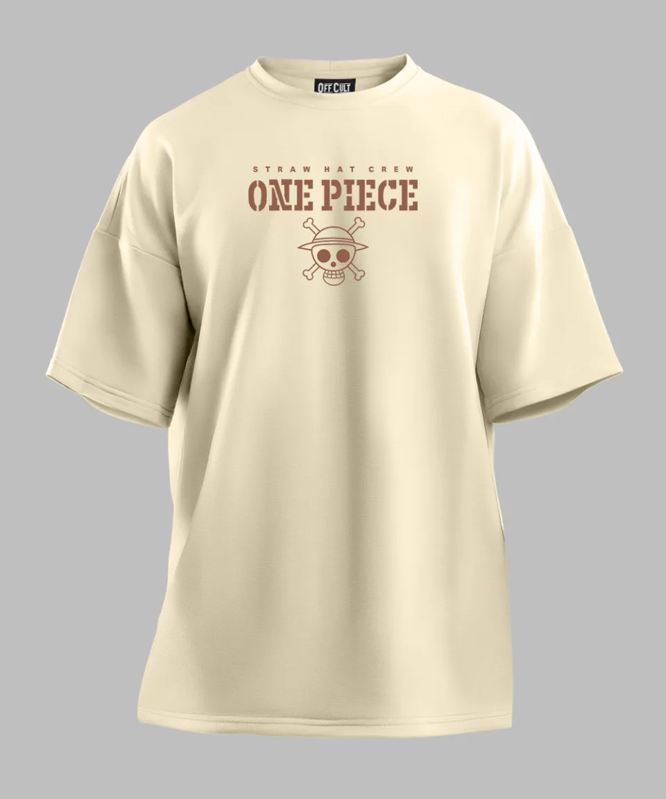 Straw Hat Crew One Piece Off White Oversized T Shirt — back