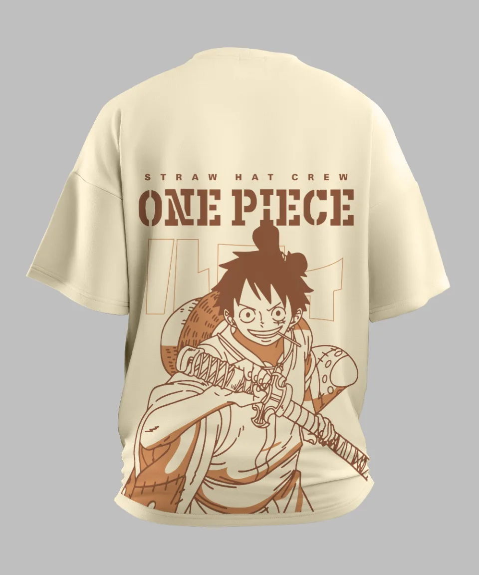 Straw Hat Crew One Piece Off White Oversized T Shirt — detail