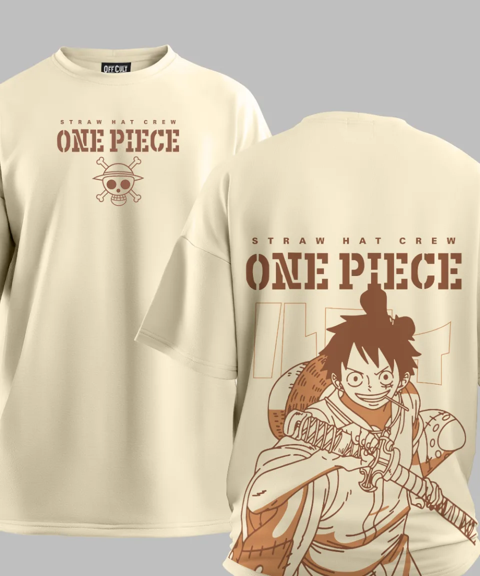 Straw Hat Crew One Piece Off White Oversized T Shirt