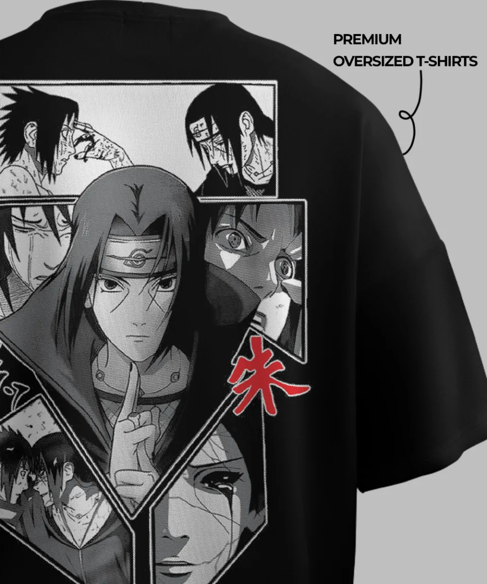 Uchiha Logo Black Oversized T Shirt — back