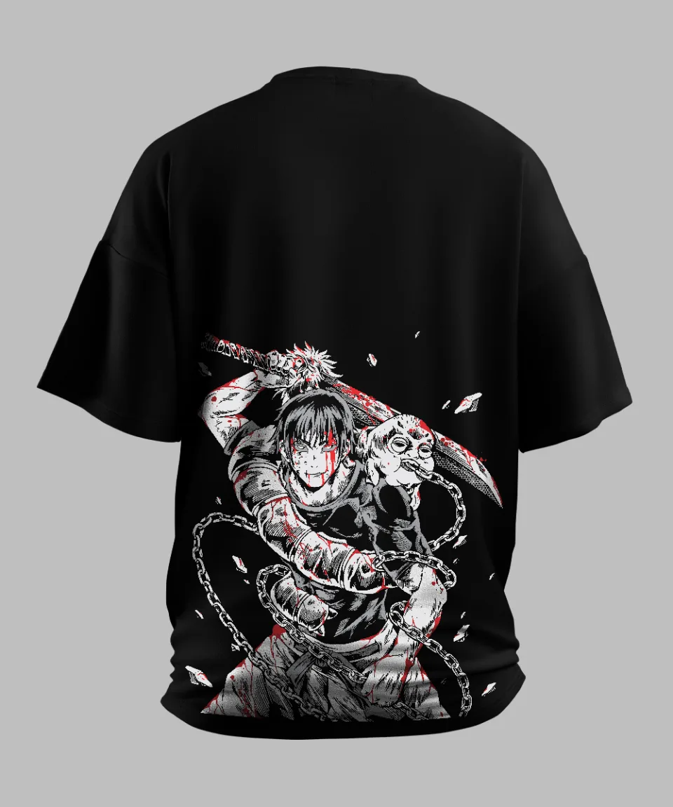 Toji Zenin Black Oversized T Shirt — detail