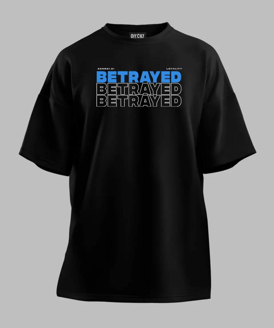 Betrayed Black Oversized T Shirt — back
