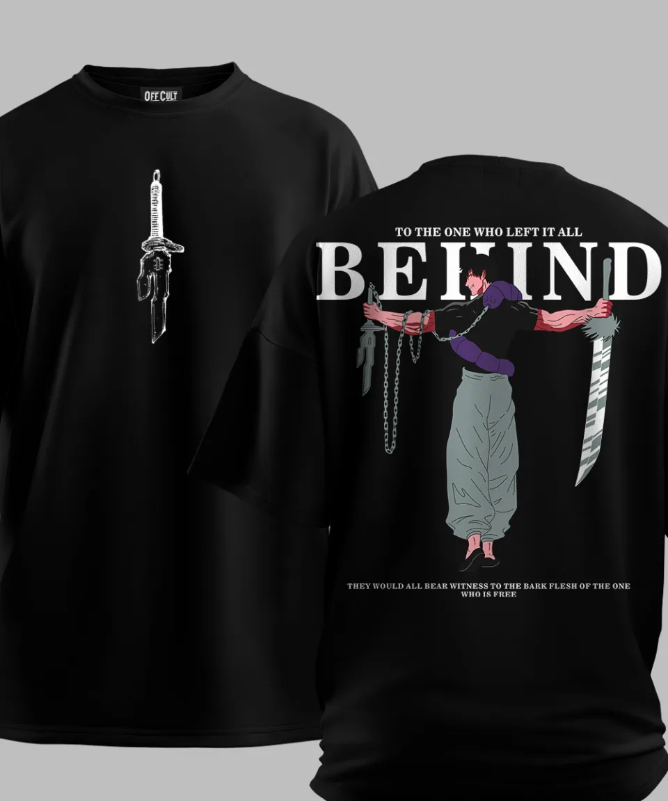 Behind The One Black Oversized T Shirt