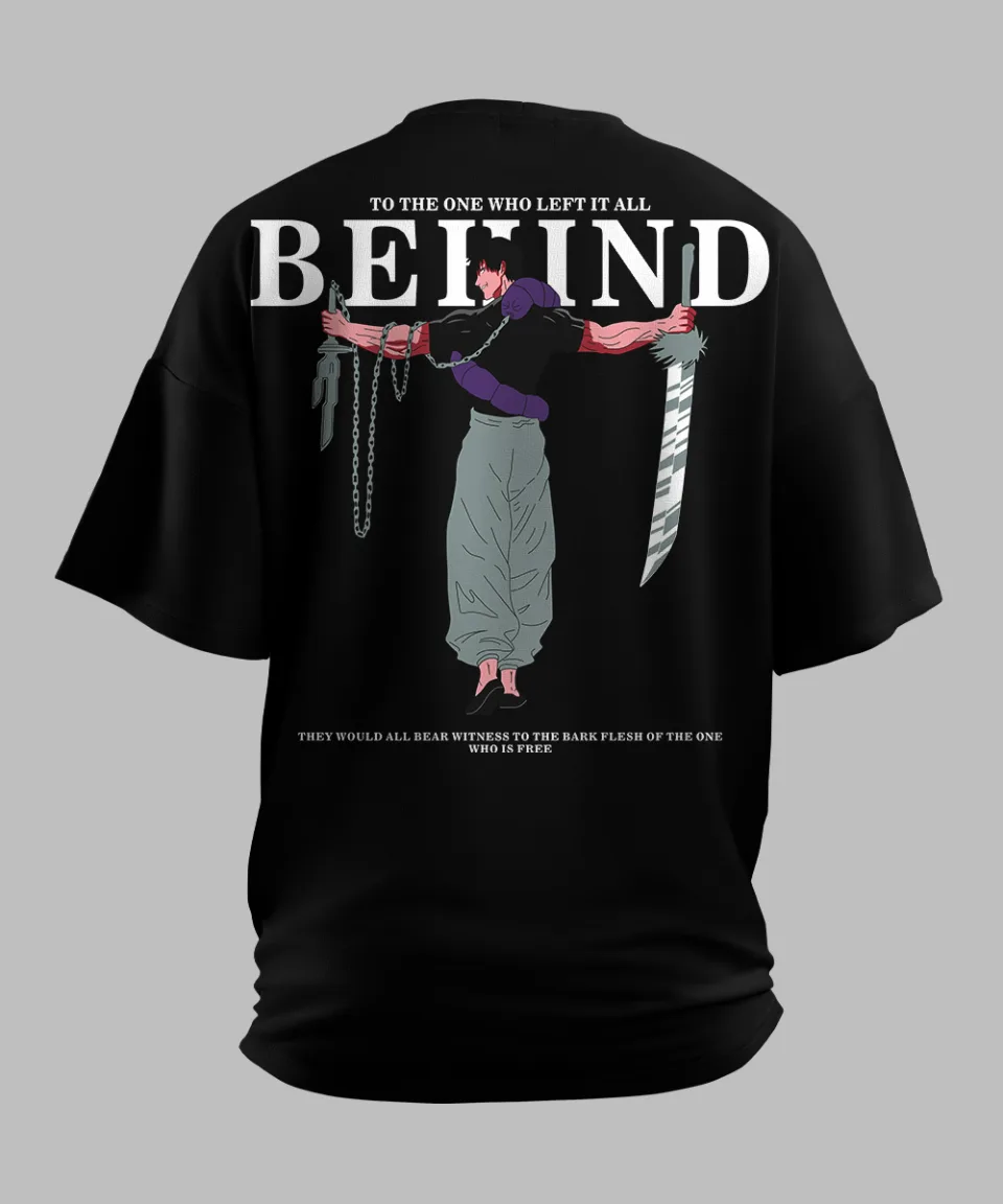 Behind The One Black Oversized T Shirt — detail