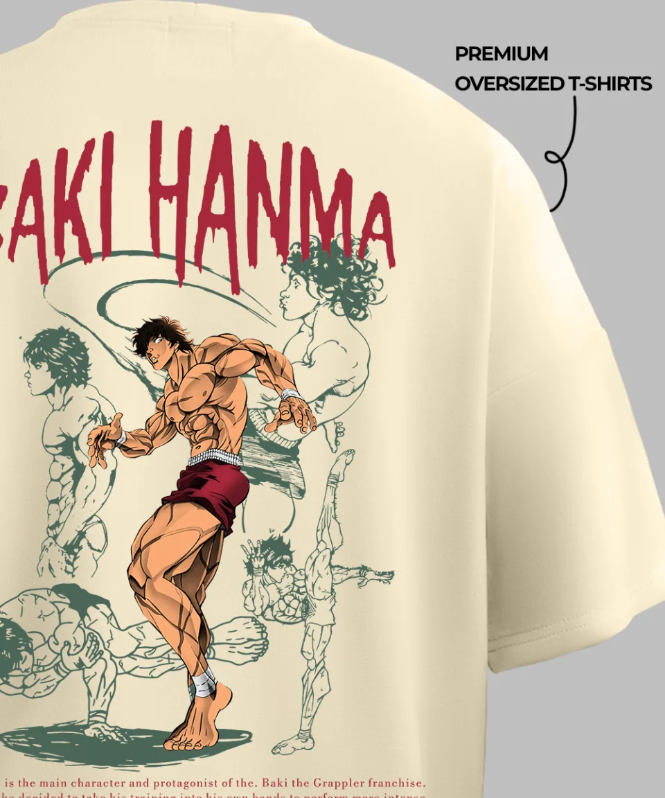 Baki Hanma Off White Oversized T Shirt — view 5