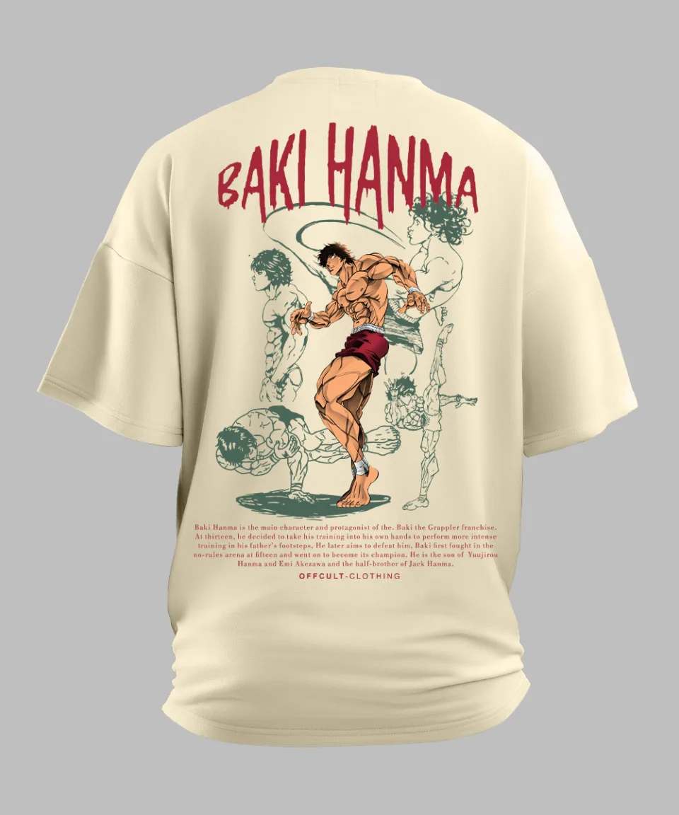 Baki Hanma Off White Oversized T Shirt — view 6