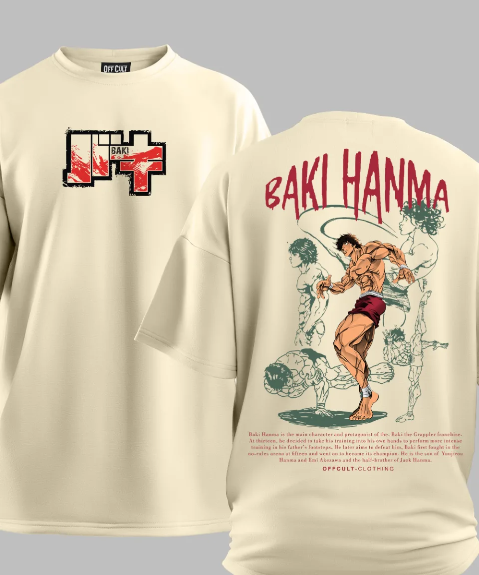 Baki Hanma Off White Oversized T Shirt — back