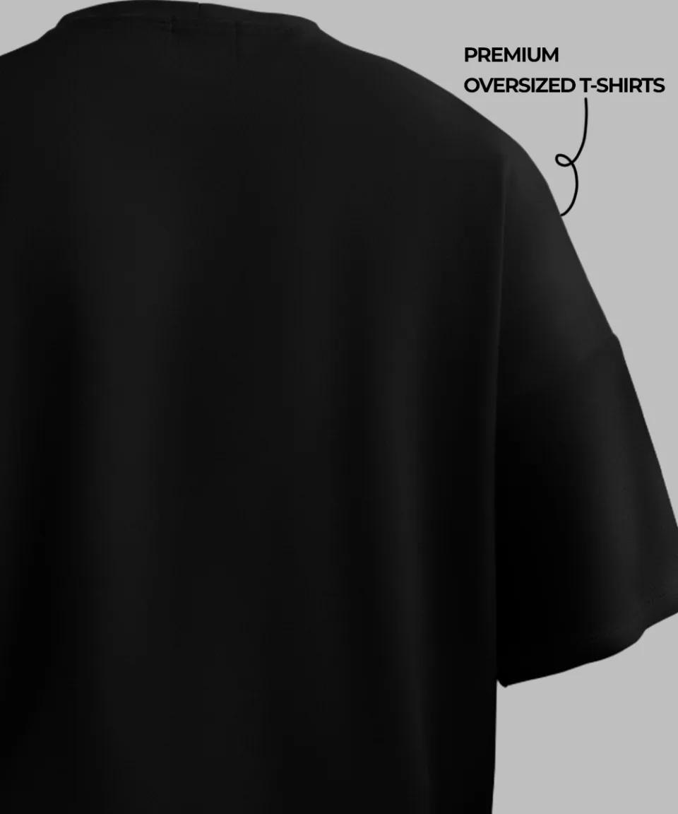 Faith Black Oversized T Shirt — on body