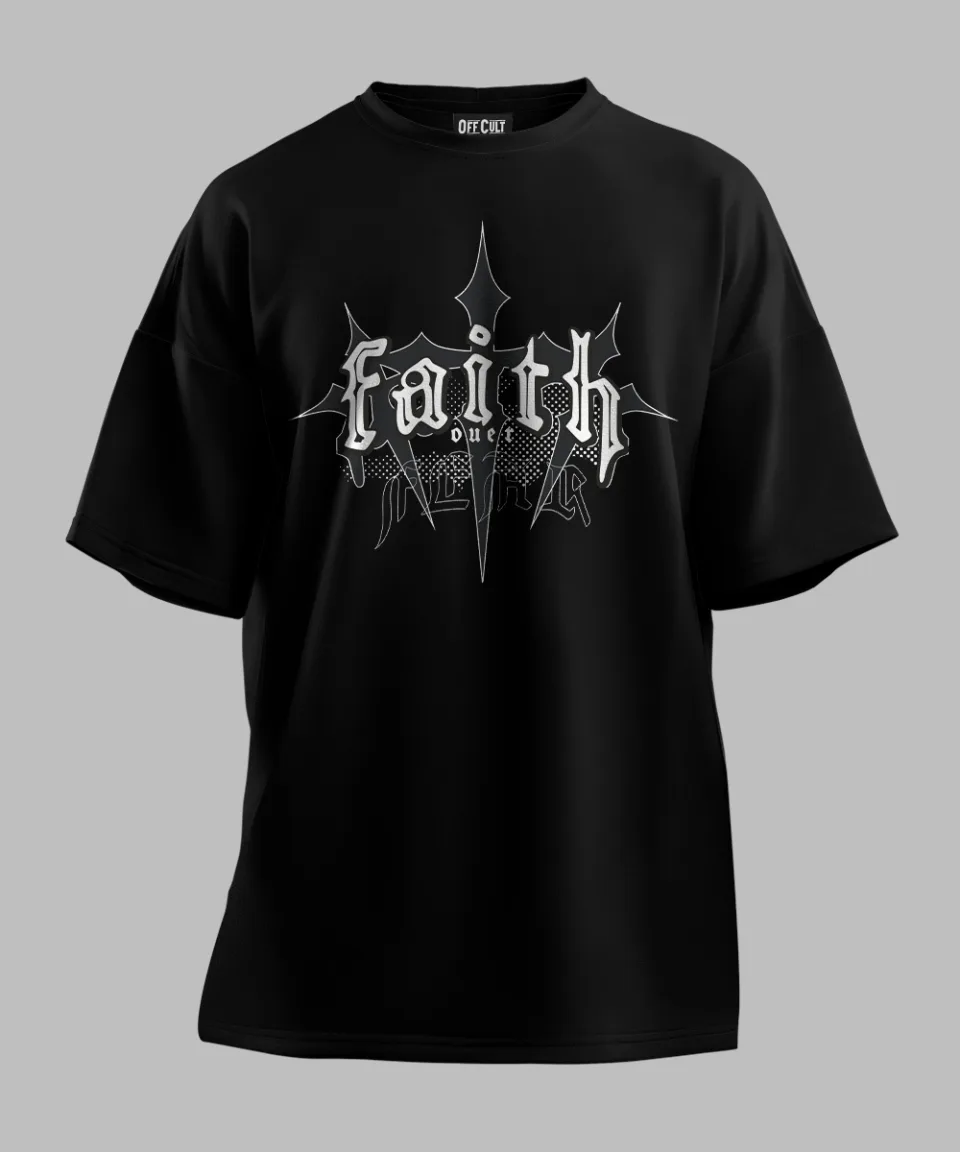 Faith Black Oversized T Shirt — back