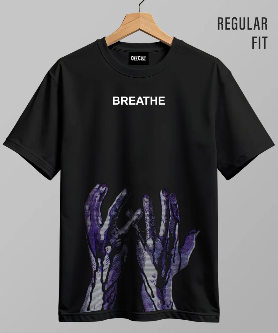 Breathe Black Regular T Shirt — back