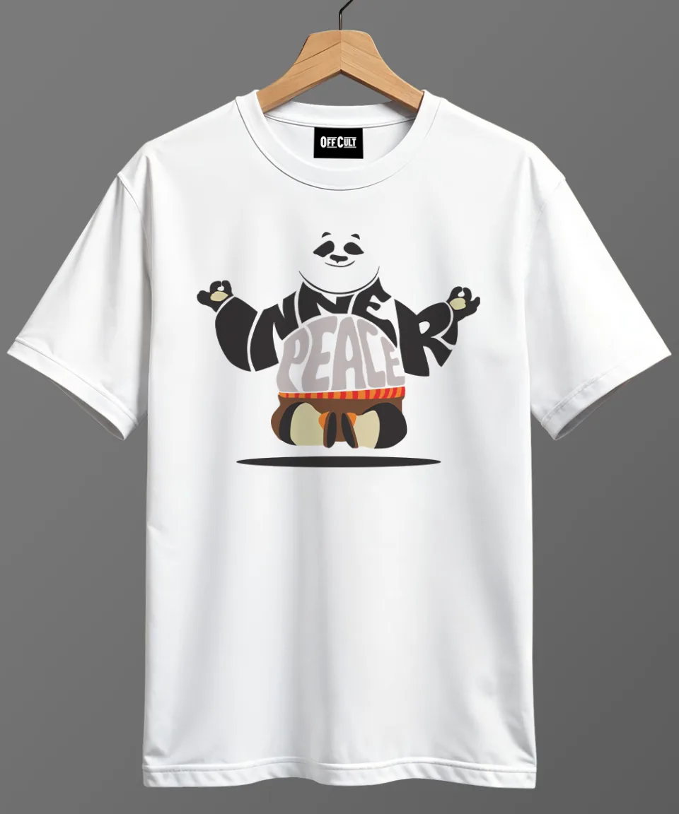 Peace Panda White Regular T Shirt — back