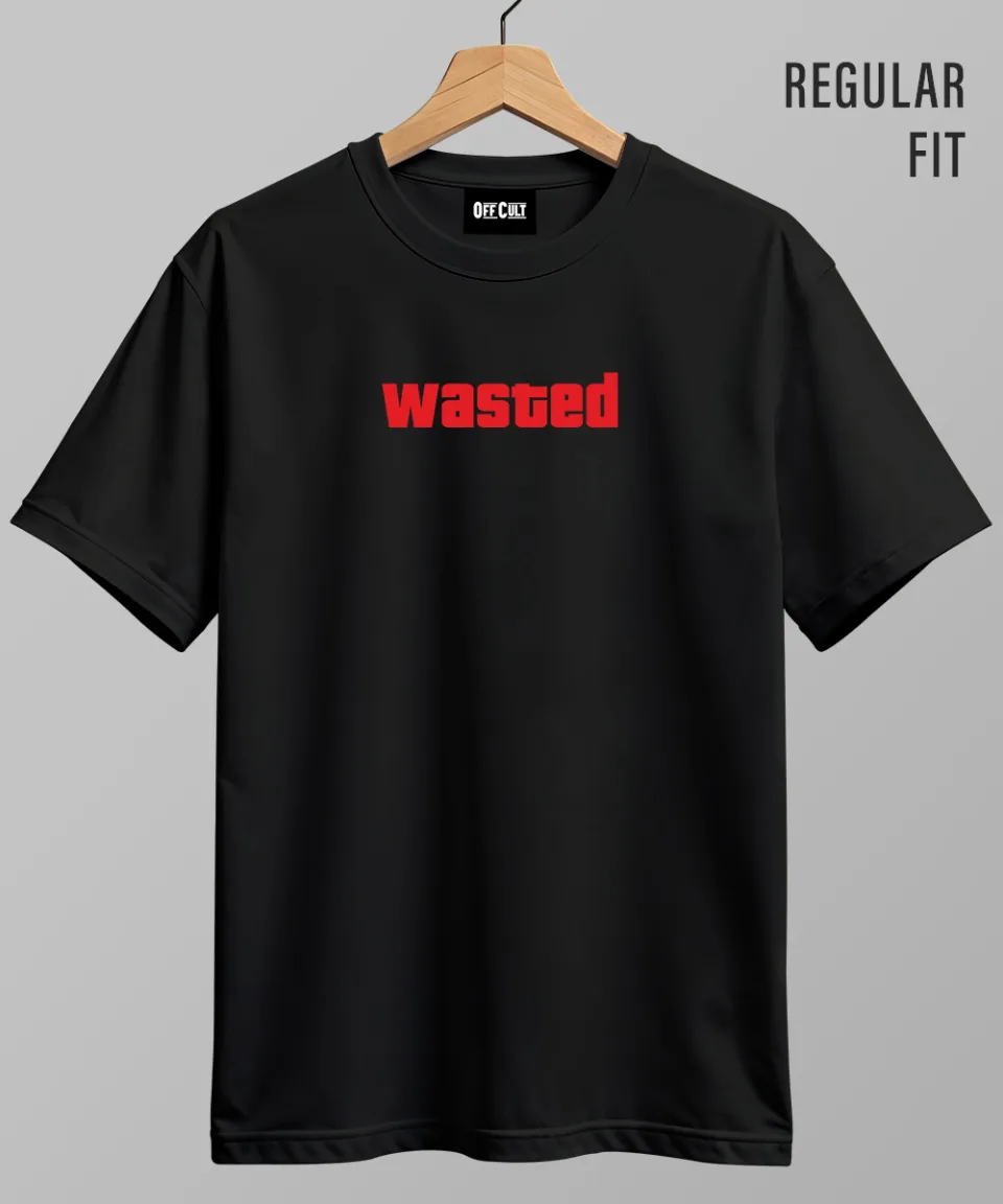 Wasted Black Regular T Shirt — back