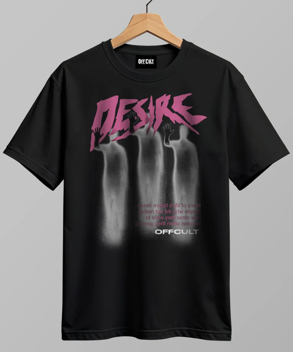 Desire Black Regular T Shirt — back