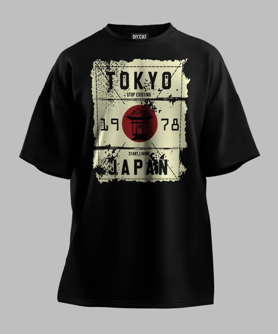 Tokyo 1978 Black Oversized T Shirt — back