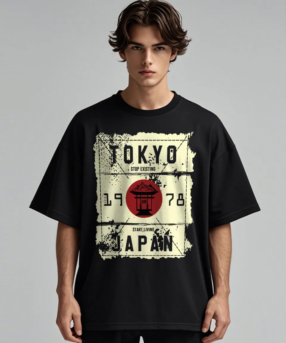 Tokyo 1978 Black Oversized T Shirt