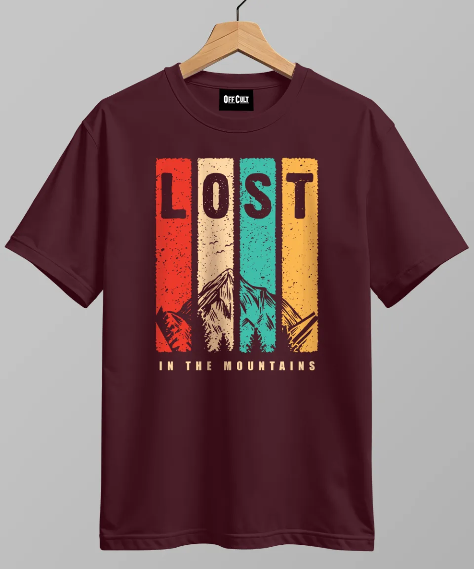 Lost in the mountain Wine Regular T Shirt — back