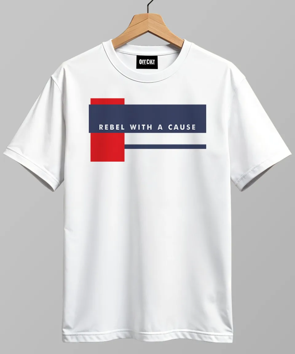 Rebel With A Cause White Regular T Shirt — back