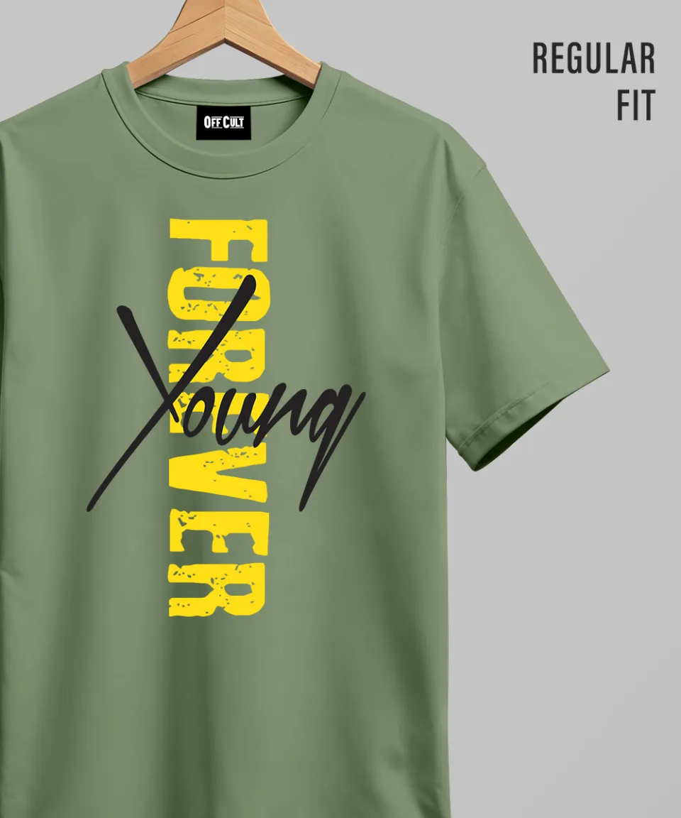 Forever Young Dark Green Regular T Shirt