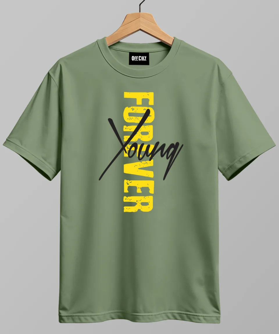 Forever Young Dark Green Regular T Shirt — back