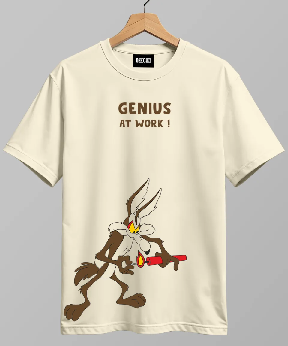 Genius At Work Off White Regular T Shirt — back