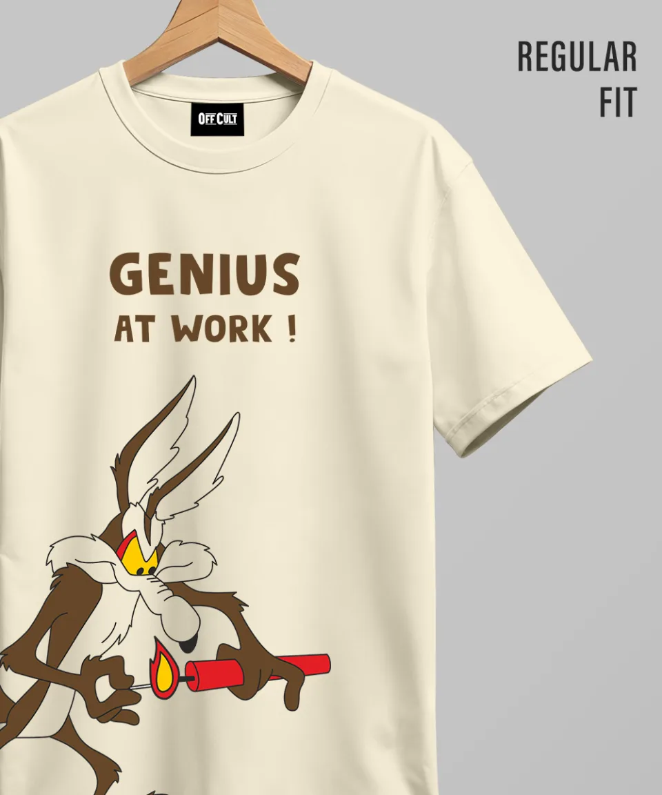 Genius At Work Off White Regular T Shirt