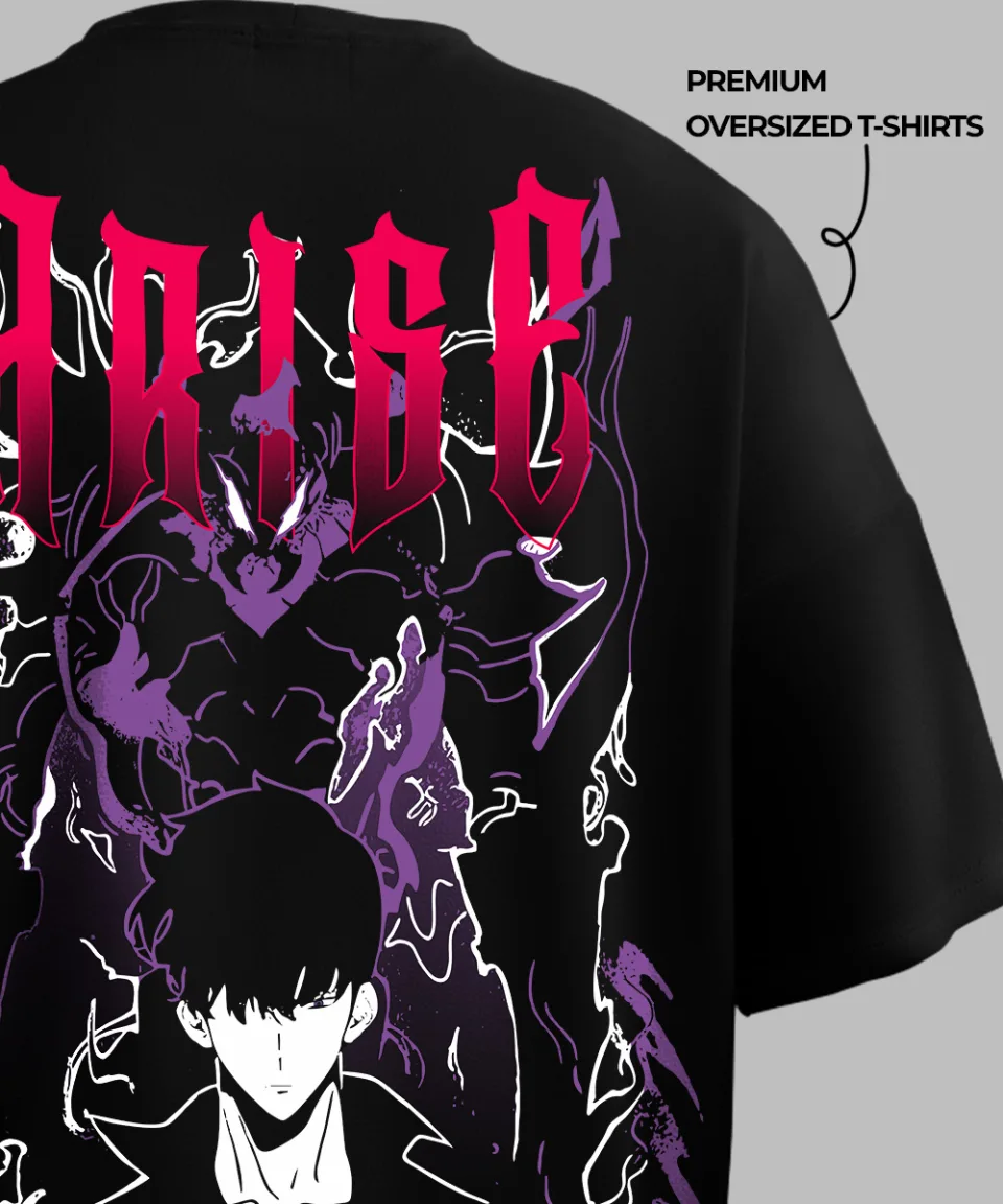 Solo Leveling Arise Black Oversized T Shirt — detail