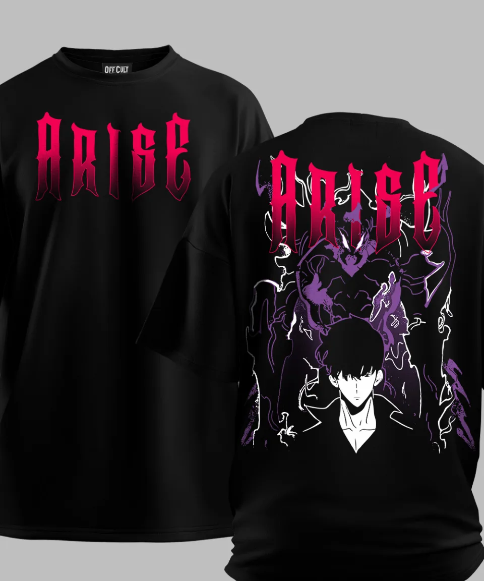 Solo Leveling Arise Black Oversized T Shirt — back