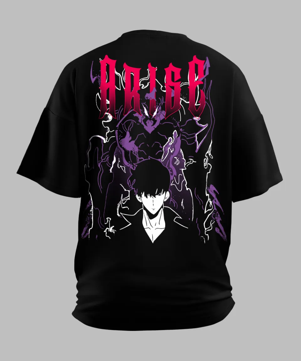 Solo Leveling Arise Black Oversized T Shirt — view 5