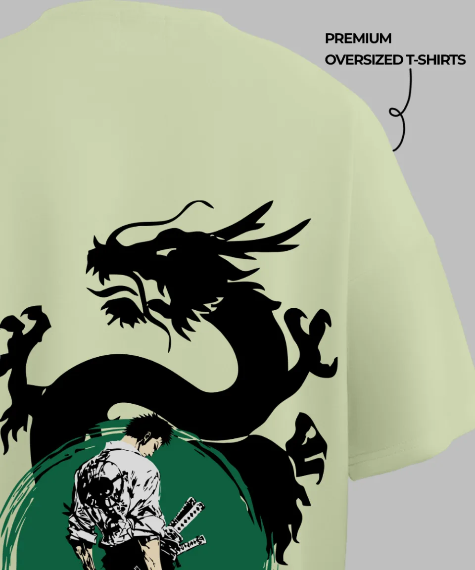 Zoro The King Of Hell Pista Green Oversized T Shirt — back