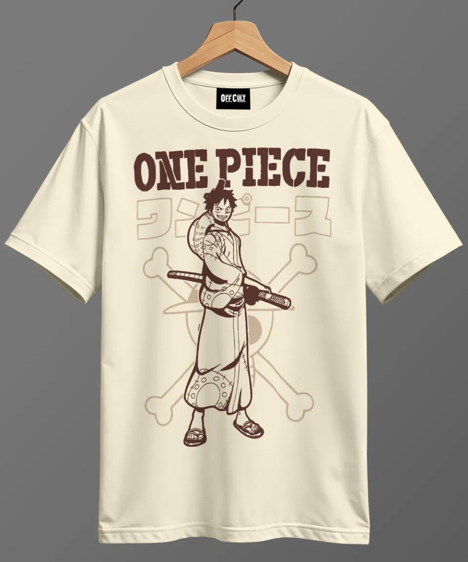 One Piece Luffy Off White Regular T Shirt — back