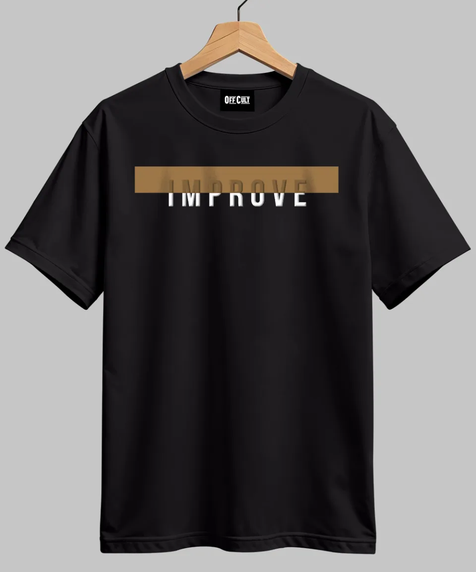 Improve Black Regular T Shirt — back