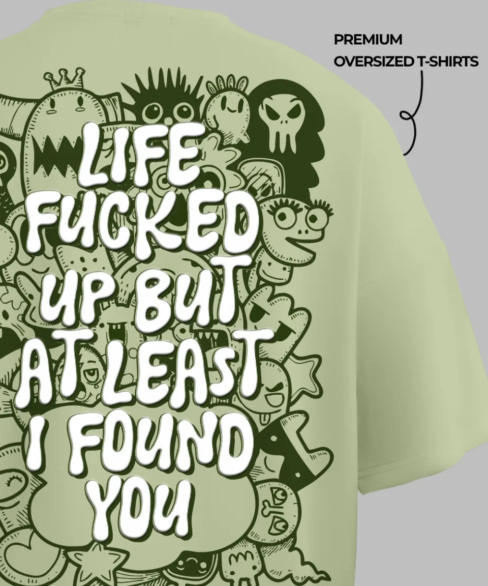 Life F Pista Green Oversized T-Shirt — on body