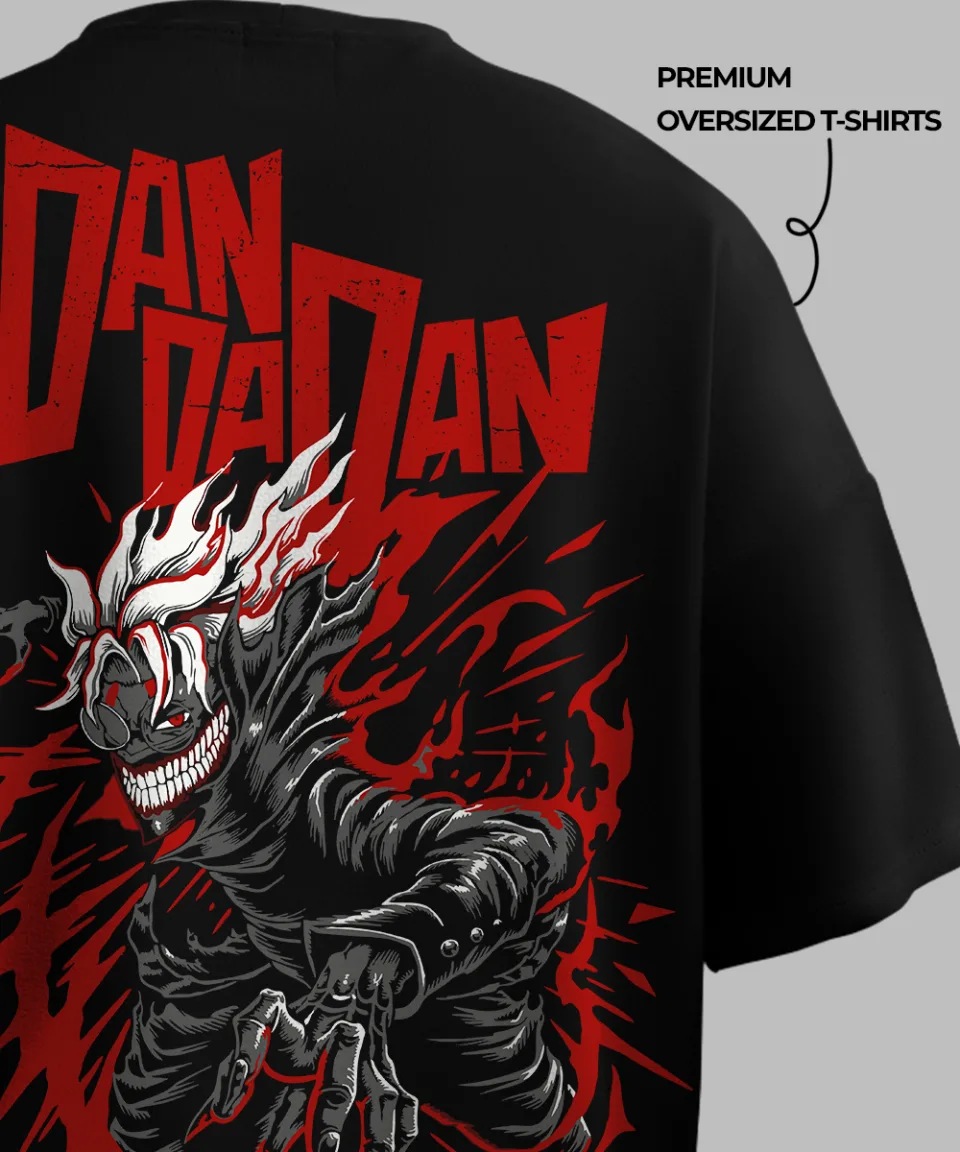 Dan dan Black Oversized T Shirt — on body
