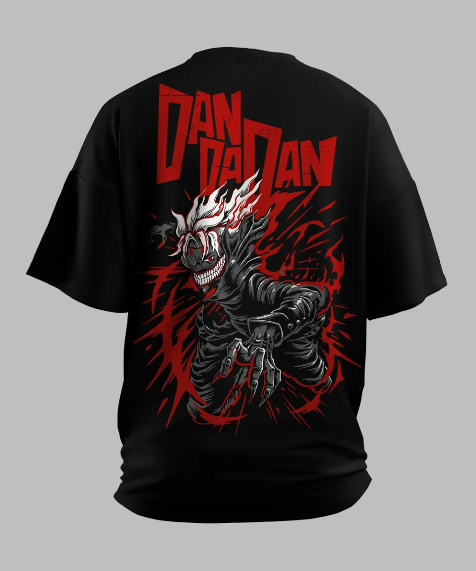 Dan dan Black Oversized T Shirt — detail