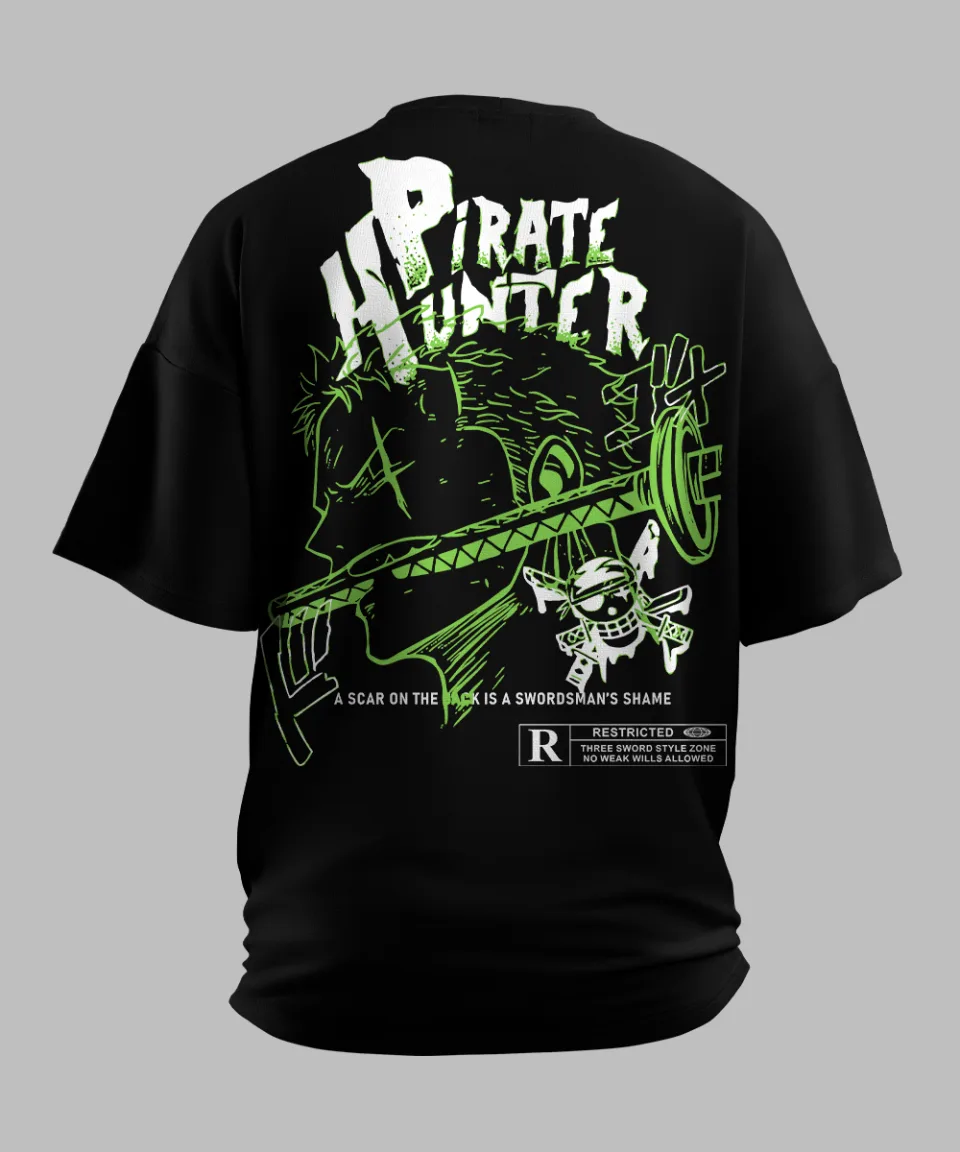 Pirate hunter Zoro Black Oversized T Shirt — detail