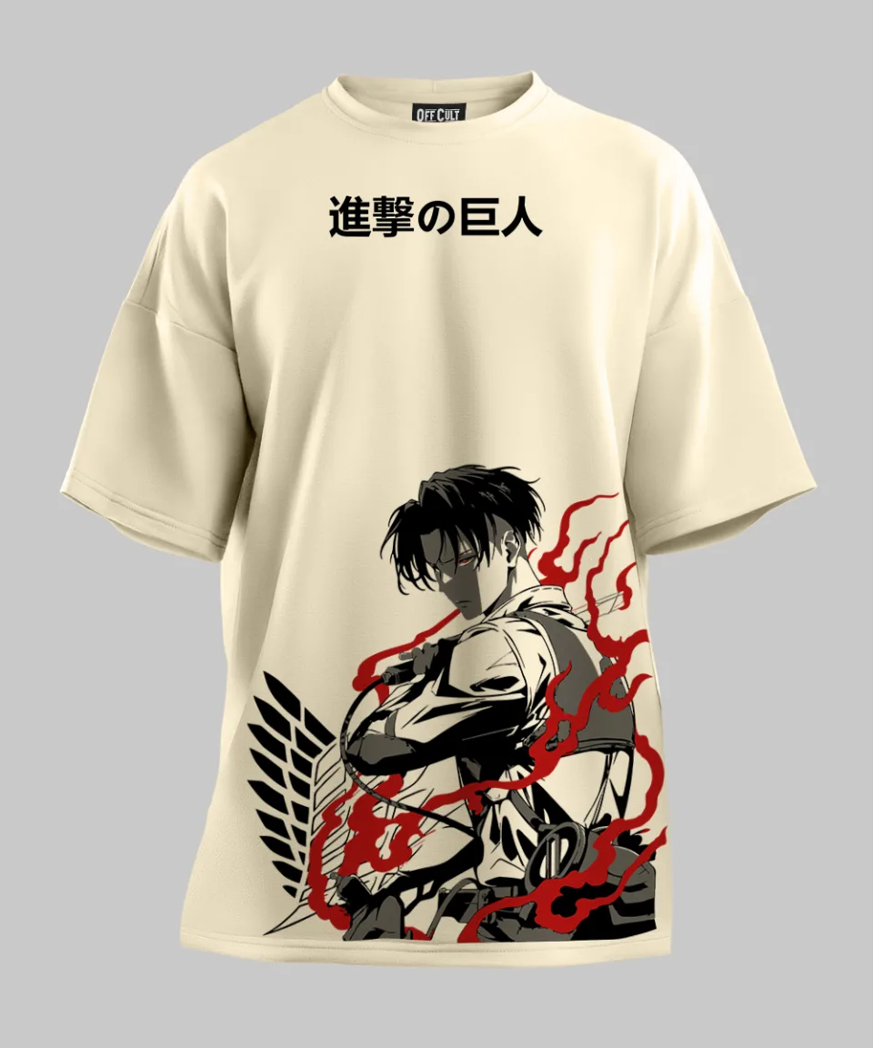 Attack on Titan Levi Ackerma Off White Oversized T-Shirt