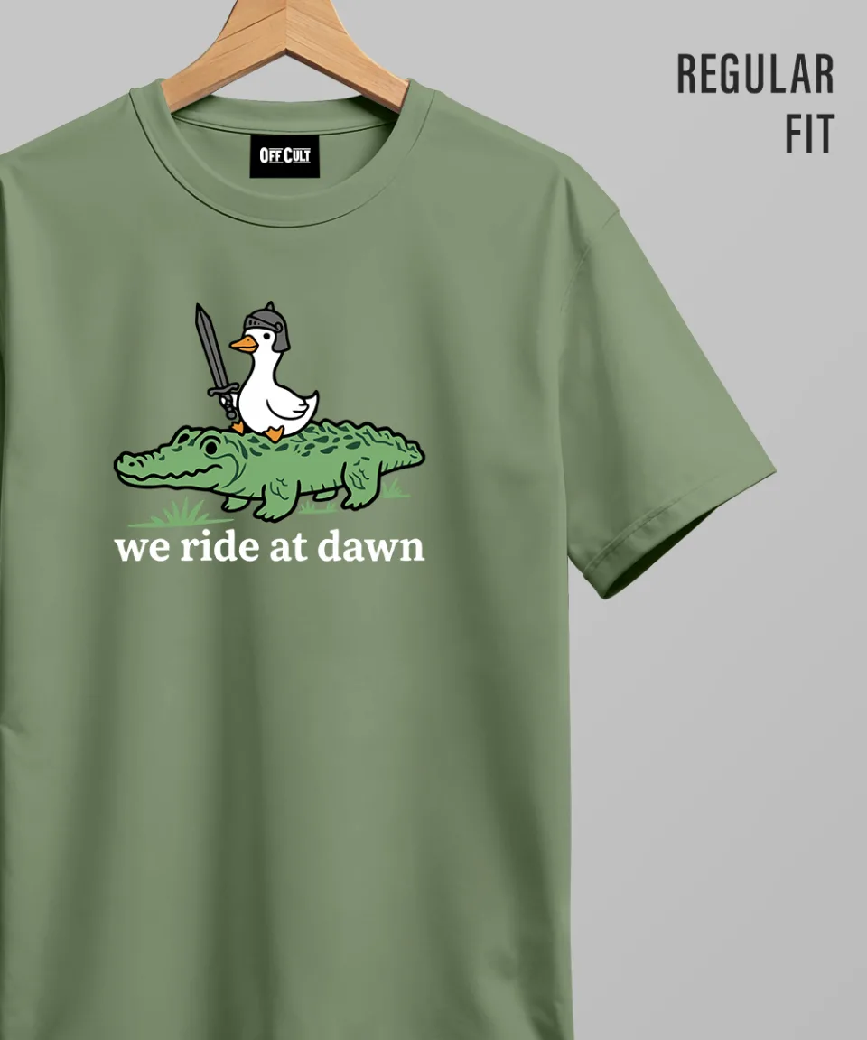 We Ride At Dawn Dark Green Regular T Shirt