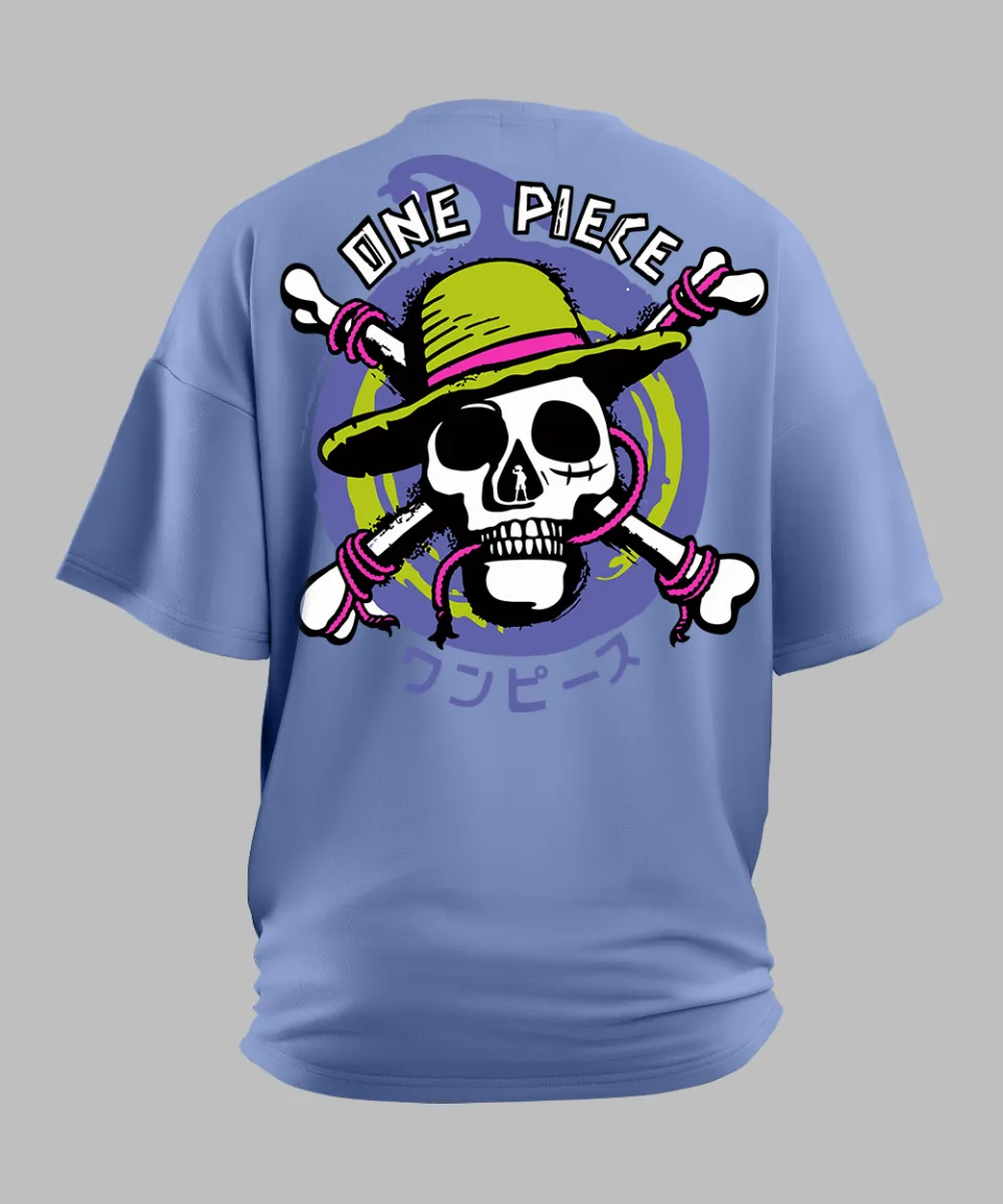 One Piece Pirate Lavender Oversized T Shirt — detail