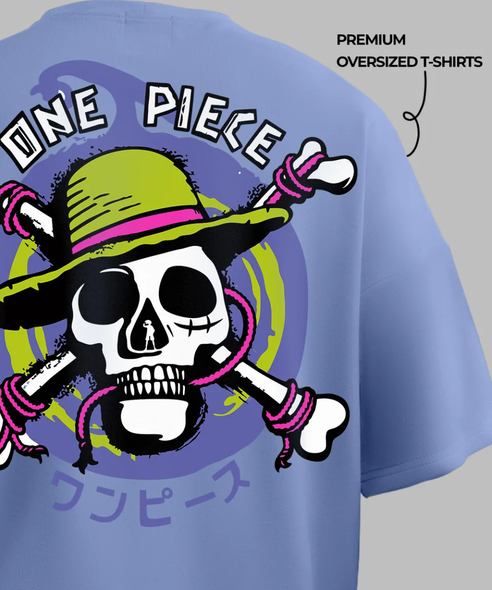 One Piece Pirate Lavender Oversized T Shirt — on body